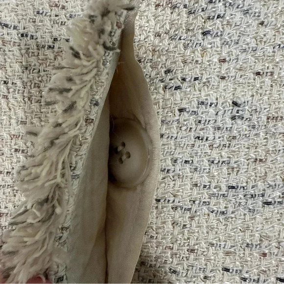 Helene Berman London Cream Tweed Fringe Blazer Size Medium - Picture 6 of 13
